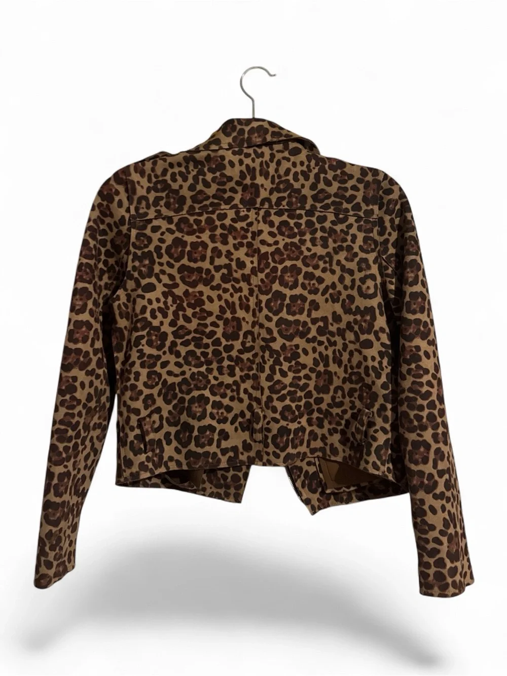 Kids Leopard Print Moto Jacket - Brown